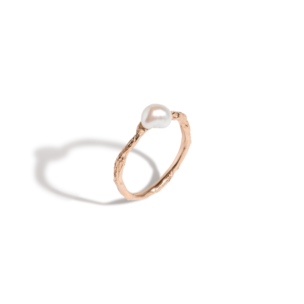 AURATE X KERRY: Venus Organic Pearl Gold Ring For Cheap