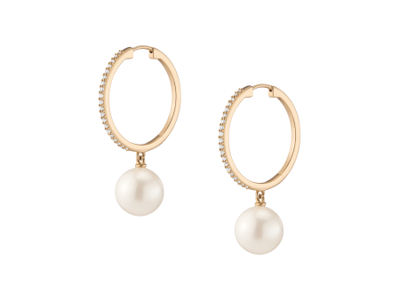 Diamond Pearl Hoop Earrings Online Sale