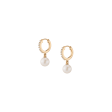 Diamond Pearl Huggie Earrings on Sale