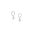 Diamond Pearl Huggie Earrings on Sale