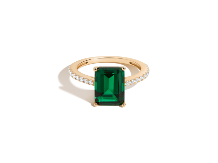 Lab Grown Emerald Solitaire Pavé Ring Sale