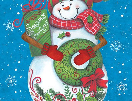 ART1127 - Snowman with Wreaths - 12x16 Hot on Sale